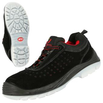 NITRAS EASY STEP P, S1P Sicherheitshalbschuhe, widerstandsfhiges Veloursleder, gelocht, schwarz