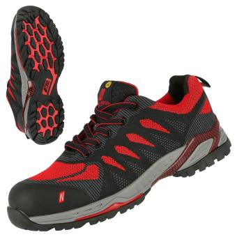 NITRAS PRO STEP , S1P Sicherheitshalbschuhe, strapazierfähiges Textil, schwarz / rot