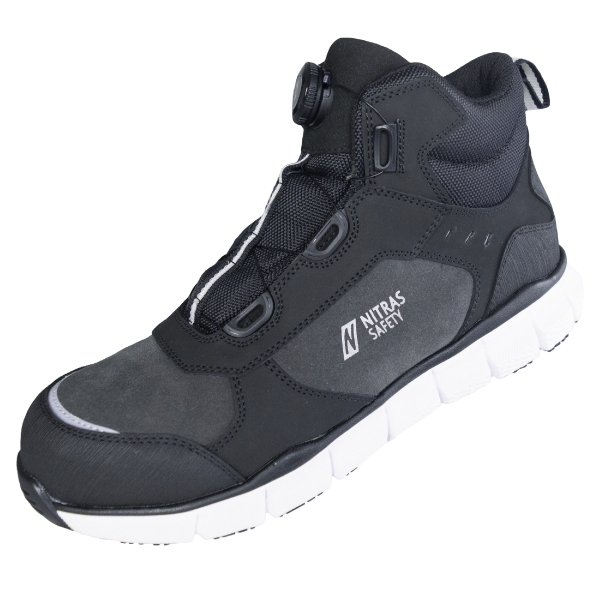 NITRAS SONIC STEP MID FIT, S3S FO HRO SC SR, Sicherheitsstiefel, halbhoch, grau / schwarz