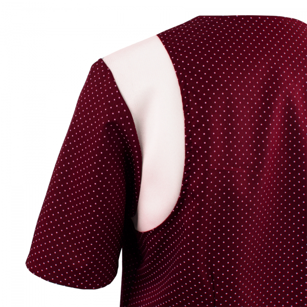 BEB-Damenkasack Stretcheinsatz, weinrot/wei gepunktet