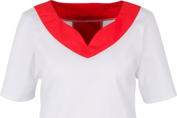 BEB-Damenkasack Stretchgewebe, 215 g/m, weiss/rot