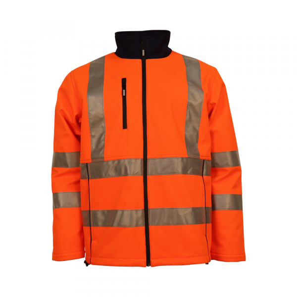 OCEAN-Softshell-High-Vis-Jacke, 300 g/m, neonorange/marine