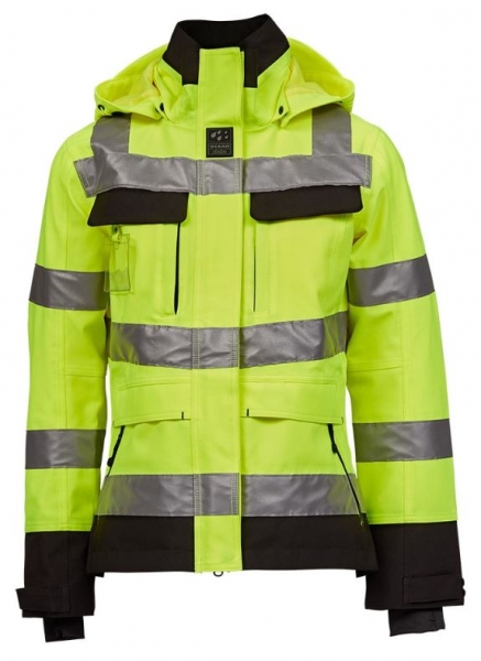 OCEAN-Abeko-Warnschutz Damen Jacke, Abo Stretch, warngelb/schwarz