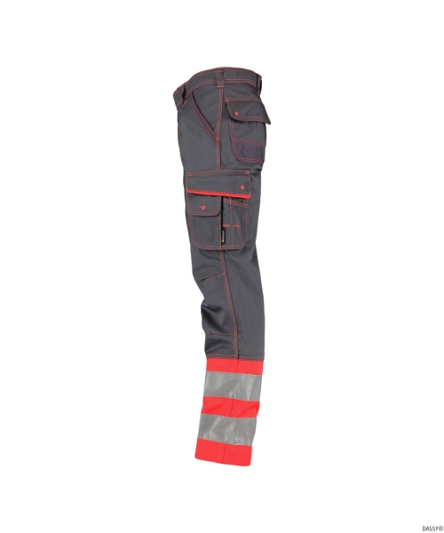 DASSY-Warnschutz-Bundhose PHOENIX , rot/grau
