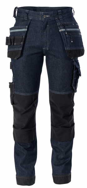 DASSY-Multitaschen-Stretch-Jeans mit Kniepolstertaschen MELBOURNE, jeansblau/schwarz