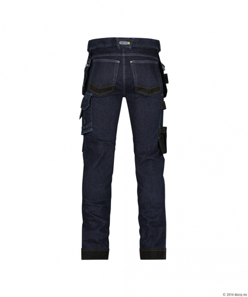 DASSY� MelbourneStretch-Arbeitsjeans mit Holstertaschen und Kniepolstertaschen, jeansblau/schwarz