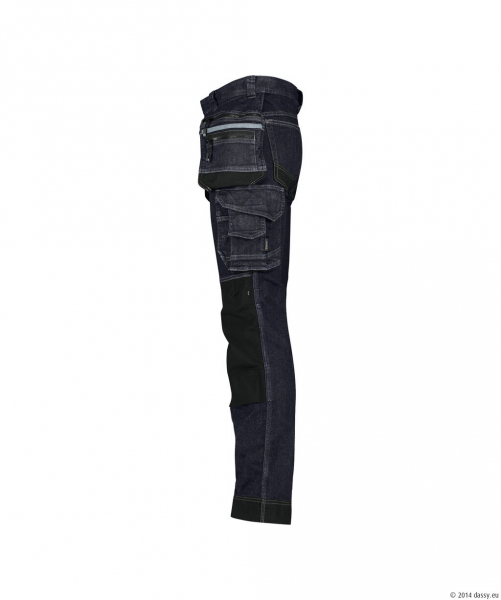DASSY� MelbourneStretch-Arbeitsjeans mit Holstertaschen und Kniepolstertaschen, jeansblau/schwarz