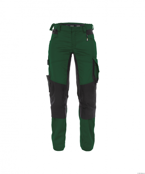 DASSY-Damen-Bundhose mit Stretch und Kniepolstertaschen DYNAX, flaschengrn/schwarz