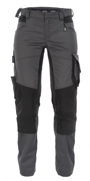 DASSY-Damen-Bundhose mit Stretch und Kniepolstertaschen DYNAX, grau/schwarz