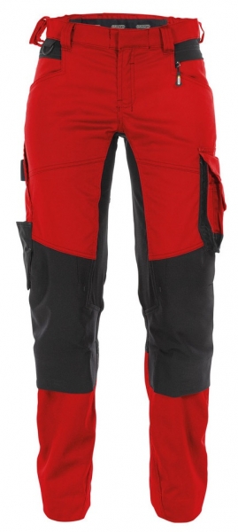 DASSY-Damen-Bundhose mit Stretch und Kniepolstertaschen DYNAX, rot/schwarz