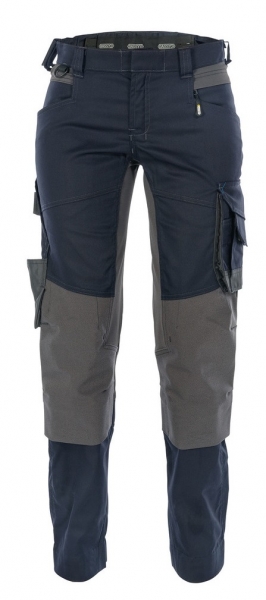 DASSY-Damen-Bundhose mit Stretch und Kniepolstertaschen DYNAX, blau/grau