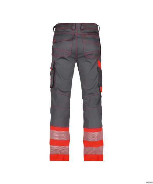 DASSY-Stretch-Warnschutzbundhose PRINCETON, zementgrau/neonrot