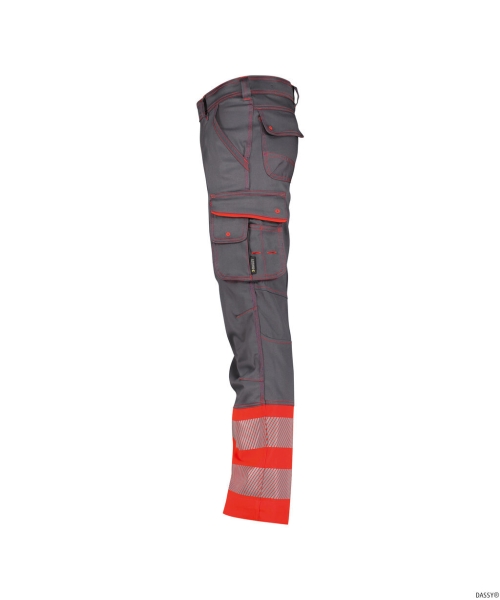 DASSY-Stretch-Warnschutzbundhose PRINCETON, zementgrau/neonrot