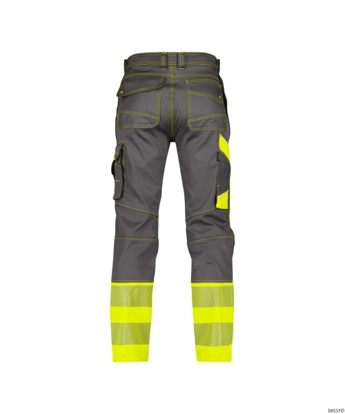 DASSY-Stretch-Warnschutzbundhose PRINCETON, zementgrau/neongelb
