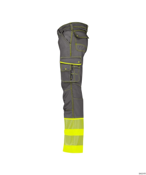 DASSY-Stretch-Warnschutzbundhose PRINCETON, zementgrau/neongelb