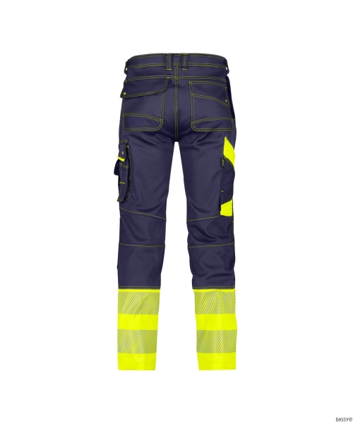 DASSY-Stretch-Warnschutzbundhose PRINCETON, dunkelblau/neongelb