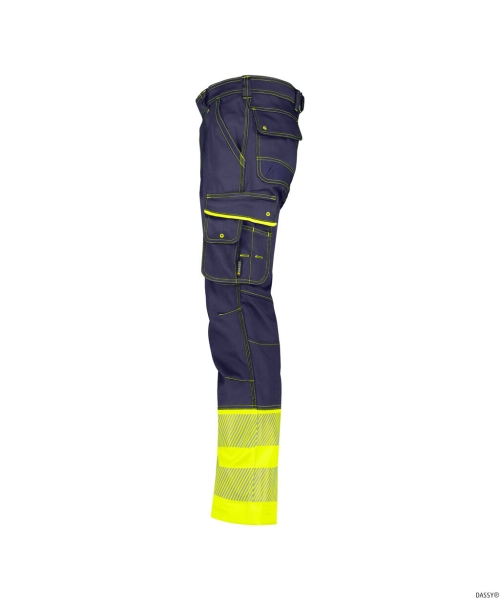 DASSY-Stretch-Warnschutzbundhose PRINCETON, dunkelblau/neongelb