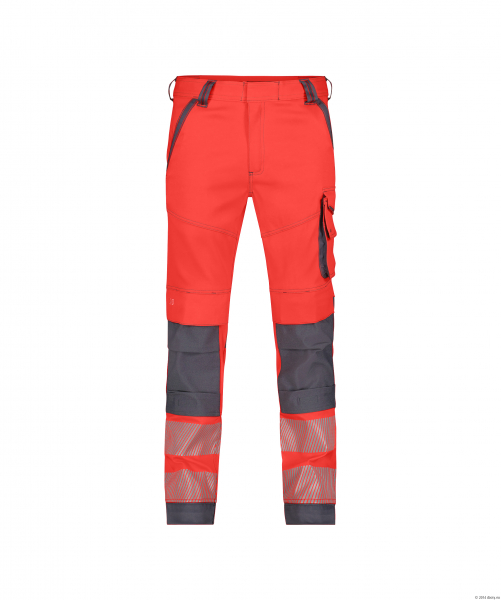 DASSY-Stretch-Warnschutzbundhose ARUBA, neonrot/zementgrau