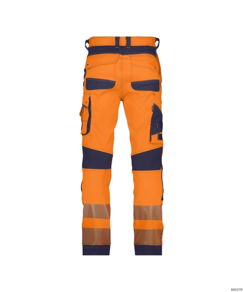 DASSY-Stretch-Warnschutzbundhose ARUBA, neonrot/zementgrau