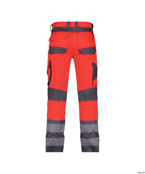 DASSY-Stretch-Warnschutzbundhose MINNESOTA, neonrot/zementgrau