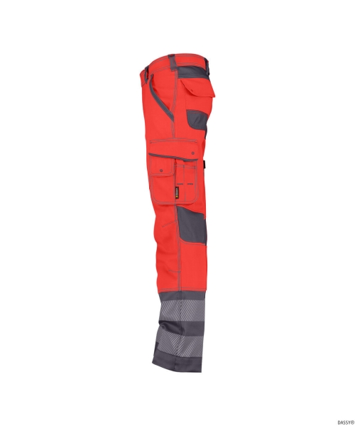 DASSY-Stretch-Warnschutzbundhose MINNESOTA, neonrot/zementgrau