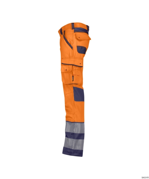 DASSY-Stretch-Warnschutzbundhose MINNESOTA, neonorange/dunkelblau