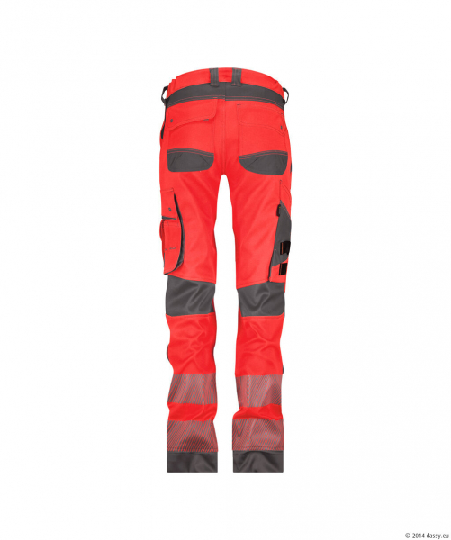 DASSY� Aruba WomenStretch-Warnschutzbundhose mit Kniepolstertaschen, neonrot/zementgrau