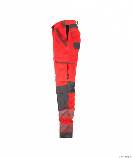 DASSY� Aruba WomenStretch-Warnschutzbundhose mit Kniepolstertaschen, neonrot/zementgrau