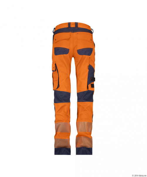 DASSY� Aruba WomenStretch-Warnschutzbundhose mit Kniepolstertaschen, neonorange/dunkelblau