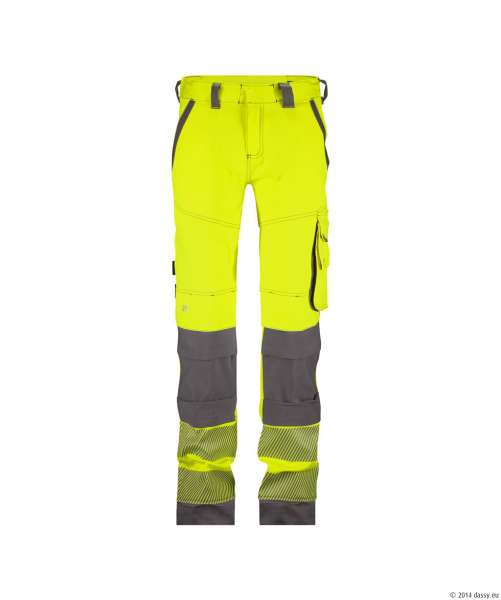 DASSY� Aruba WomenStretch-Warnschutzbundhose mit Kniepolstertaschen, neonelb/zementgrau