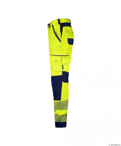 DASSY� Aruba WomenStretch-Warnschutzbundhose mit Kniepolstertaschen, neongelb/dunkelblau