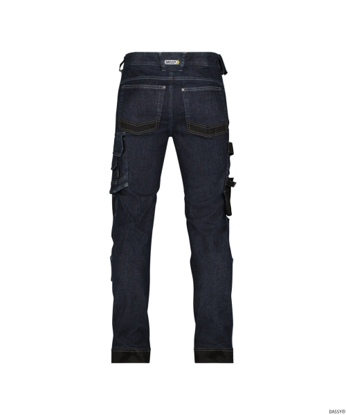 DASSY� Kyoto Stretch-Arbeitsjeans mit Kniepolstertaschen, jeansblau/schwarz