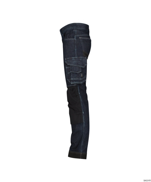 DASSY� Kyoto Stretch-Arbeitsjeans mit Kniepolstertaschen, jeansblau/schwarz