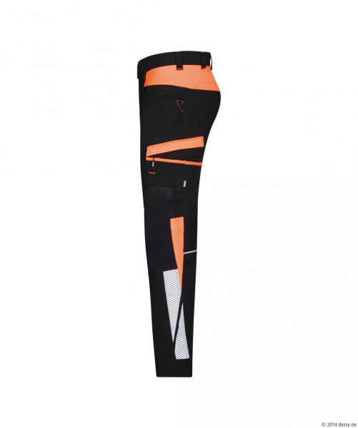 DASSY� Hong Kong Stretch-Arbeitshose, schwarz/fluo orange