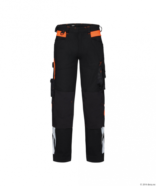 DASSY® CantonStretch-Arbeitshose mit Kniepolstertaschen, schwarz/fluo orange