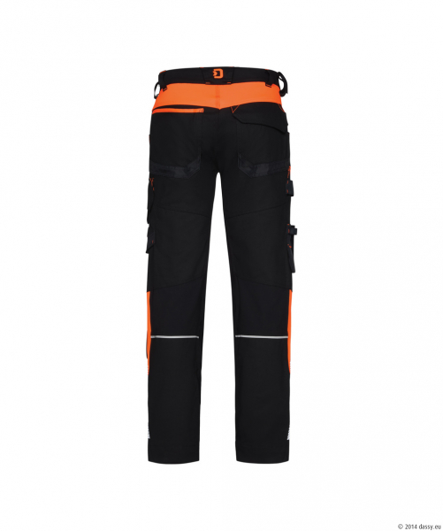 DASSY� CantonStretch-Arbeitshose mit Kniepolstertaschen, schwarz/fluo orange
