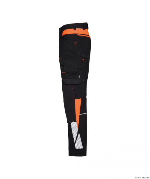 DASSY� CantonStretch-Arbeitshose mit Kniepolstertaschen, schwarz/fluo orange