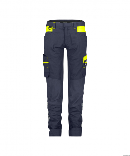 DASSY-Damen-Stretch-Arbeitshose HONG KONG, 245 g/m, nachtblau/neongelb
