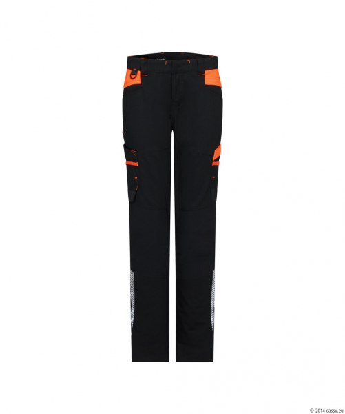 DASSY� Hong Kong WomenStretch-Arbeitshose f�r Damen, schwarz/fluo orange