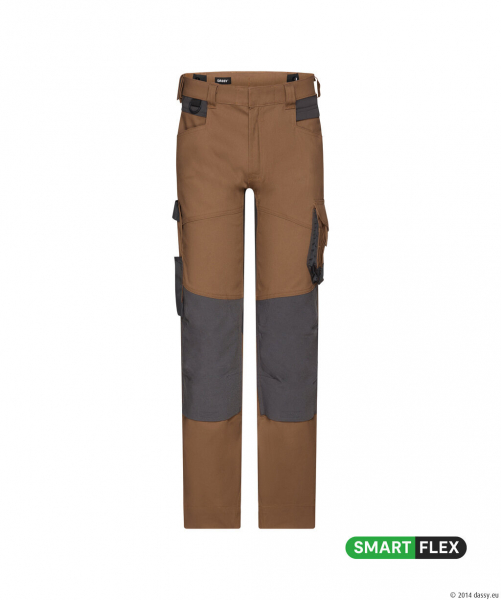 DASSY® Dynax Next Stretch-Arbeitshose mit Kniepolstertaschen, Lehmbraun/Anthrazitgrau