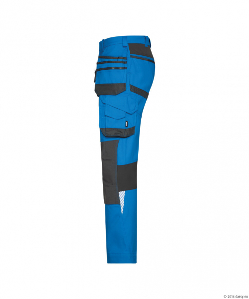 DASSY� Flux Next Stretch-Arbeitshose mit Holstertaschen und Kniepolstertaschen, azurblau/anthrazitgrau