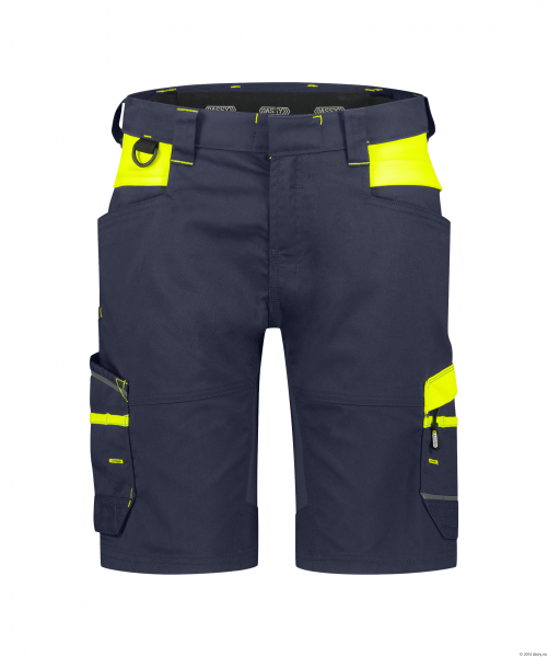 DASSY-Damen-Stretch-Arbeitsshorts MANILLA, 245 g/m, nachtblau/neongelb