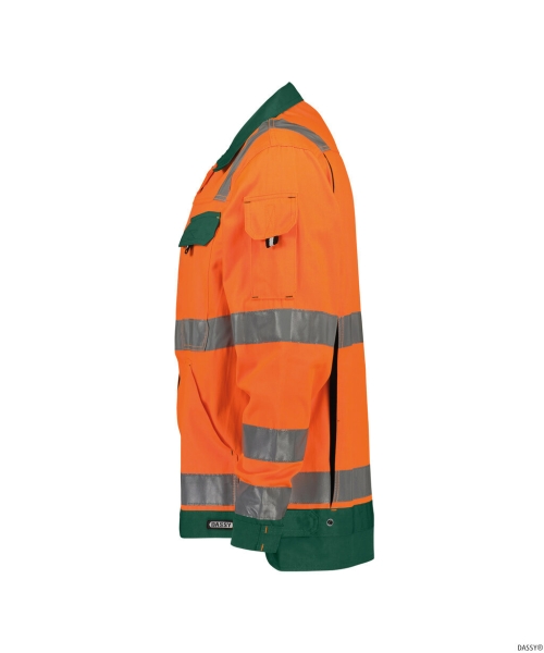 DASSY-Warnschutz-Jacke DUSSELDORF, mit Reflexstreifen �ber Schulter,  orange/gr�n