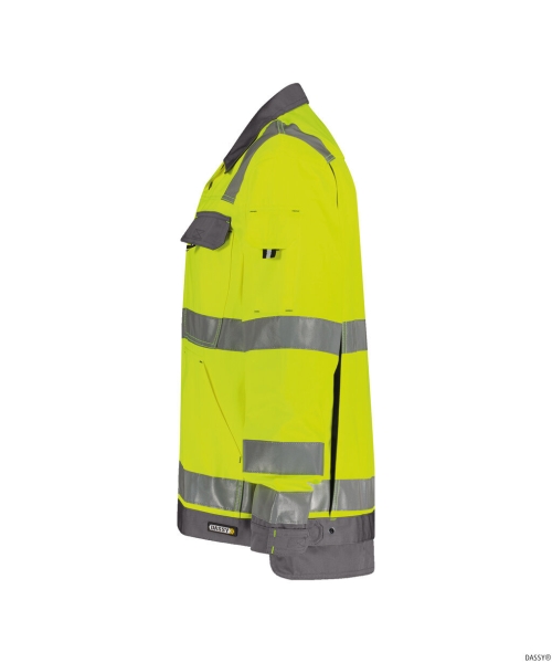 DASSY-Warnschutz-Jacke DUSSELDORF, mit Reflexstreifen �ber Schulter,  gelb/grau