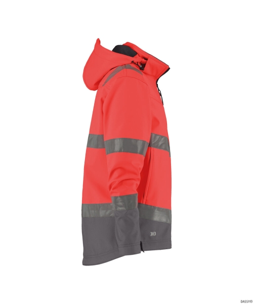 DASSY-Warnschutz-Softshell-Jacke MALAGA  rot/grau