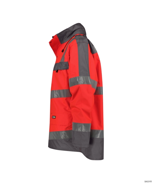 DASSY-Warnschutz-Regenparka ATLANTIS , rot/grau