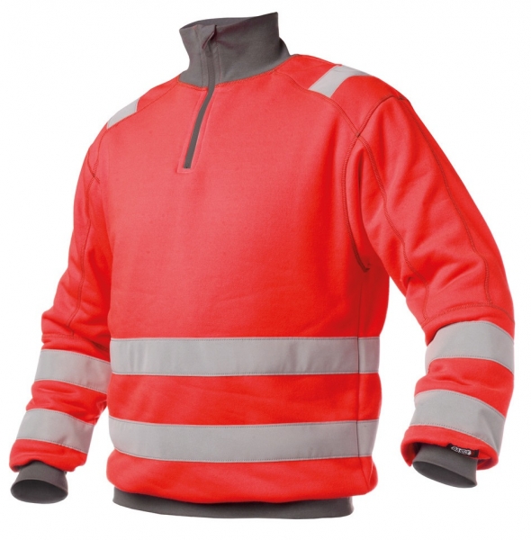 DASSY-Warnschutz-Sweater DENVER , rot/grau