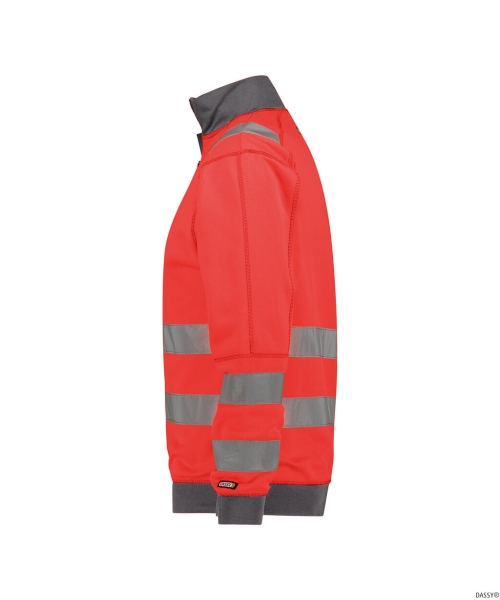 DASSY-Warnschutz-Sweater DENVER , rot/grau