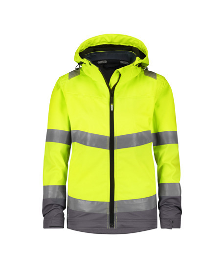 DASSY-Damen-Warnschutz-Softshelljacke, MALAGA, neongelb/zementgrau