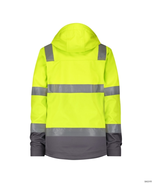 DASSY-Damen-Warnschutz-Softshelljacke, MALAGA, neongelb/zementgrau